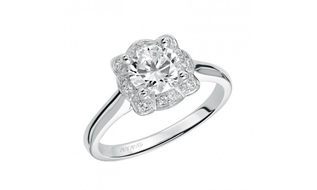 Artcarved Bridal Semi-Mounted with Side Stones Contemporary Halo Engagement Ring Marissa 14K White Gold - 31-V395ERW-E.01