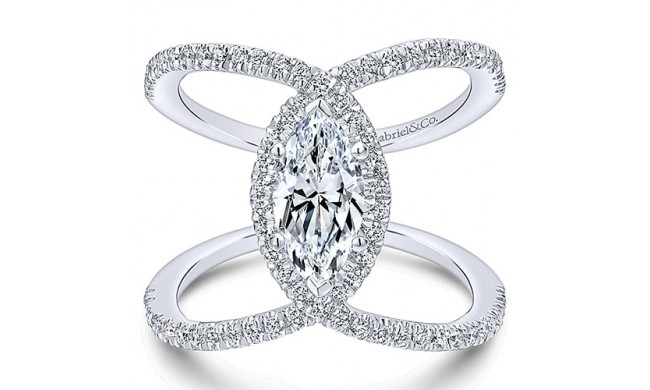 Gabriel & Co 14k White Gold Marquise Halo Engagement Ring