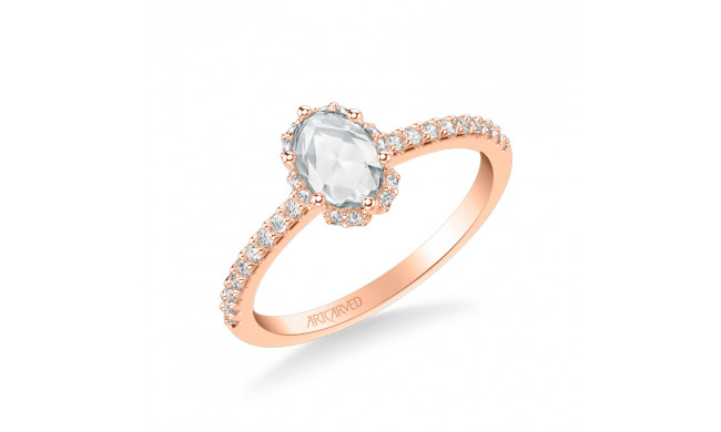 Artcarved Bridal Mounted Mined Live Center Classic Halo Engagement Ring Madelyn 18K Rose Gold - 31-V990CVR-E.01