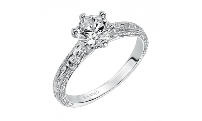Artcarved Bridal Mounted with CZ Center Vintage Engraved Solitaire Engagement Ring Gretchen 14K White Gold - 31-V431ERW-E.00