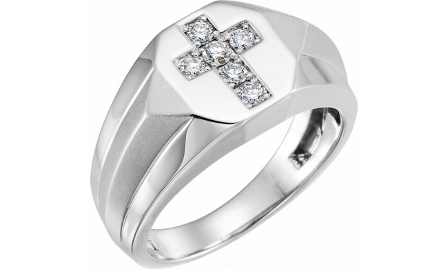 14K White 1/3 CTW Diamond Men's Ring - 65162660000P