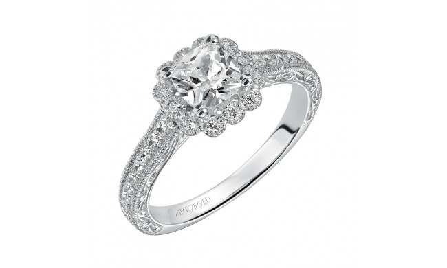 Artcarved Bridal Semi-Mounted with Side Stones Vintage Halo Engagement Ring Amaya 14K White Gold - 31-V435EUW-E.01
