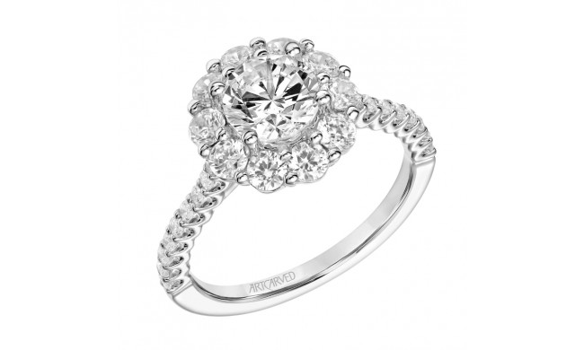 Artcarved Bridal Mounted with CZ Center Classic Halo Engagement Ring Penny 14K White Gold - 31-V862ERW-E.00