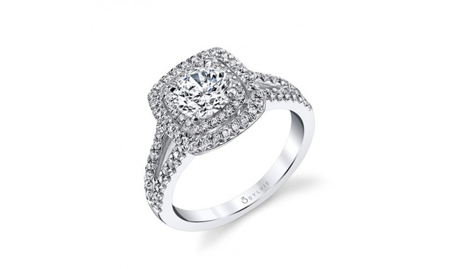 0.46tw Semi-Mount Engagement Ring With 1ct Round/Cushion Halo