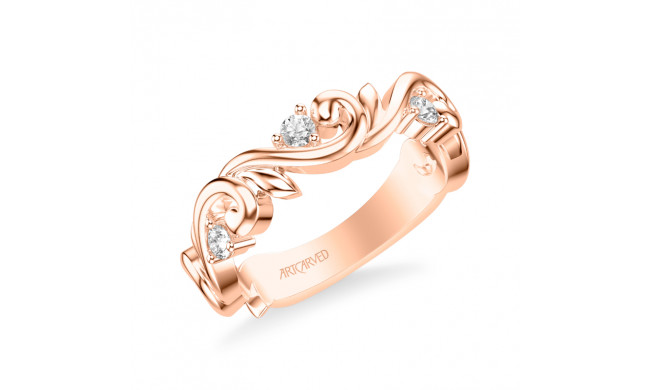 Artcarved Bridal Mounted with Side Stones Classic Lyric Diamond Anniversary Ring 18K Rose Gold - 33-V9411R-L.00