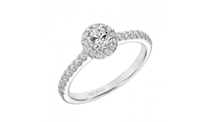 Artcarved Bridal Mounted Mined Live Center Classic One Love Halo Engagement Ring Layla 18K White Gold - 31-V324ARW-E.02