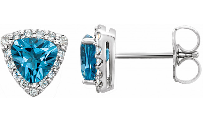 14K White Swiss Blue Topaz & .08 CTW Diamond Earrings - 862756000P