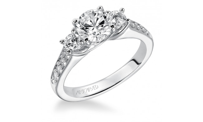 Artcarved Bridal Mounted with CZ Center Classic 3-Stone Engagement Ring Natalia 14K White Gold - 31-V194ERW-E.00
