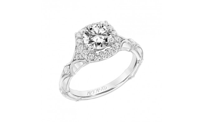 Artcarved Bridal Semi-Mounted with Side Stones Classic Halo Engagement Ring Tamara 14K White Gold - 31-V799ERW-E.01