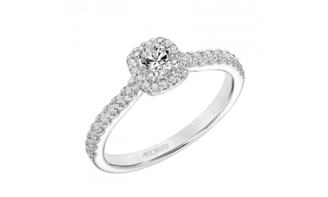 Artcarved Bridal Mounted Mined Live Center Classic One Love Halo Engagement Ring Tori 18K White Gold - 31-V867XRW-E.01