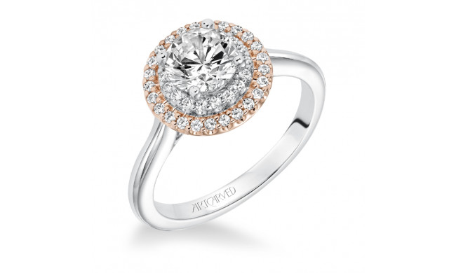 Artcarved Bridal Mounted with CZ Center Classic Halo Engagement Ring Morgan 14K White Gold Primary & 14K Rose Gold - 31-V612ERR-E.00