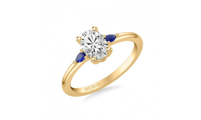 Artcarved Bridal Semi-Mounted with Side Stones Classic Gemstone Engagement Ring 18K Yellow Gold & Blue Sapphire - 31-V1038SEVY-E.03