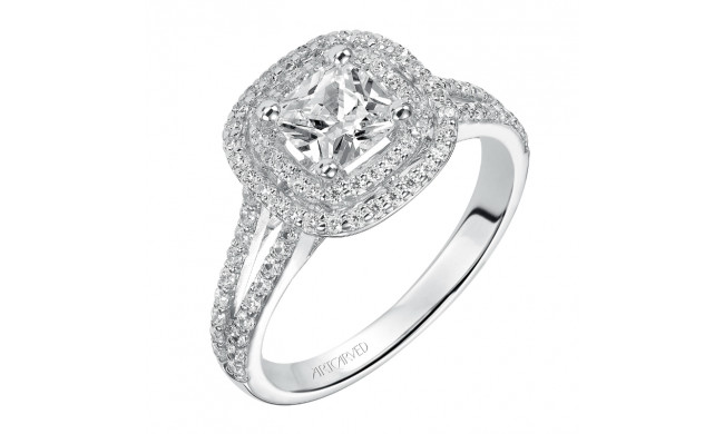Artcarved Bridal Mounted with CZ Center Classic Halo Engagement Ring Betty 14K White Gold - 31-V375EUW-E.00