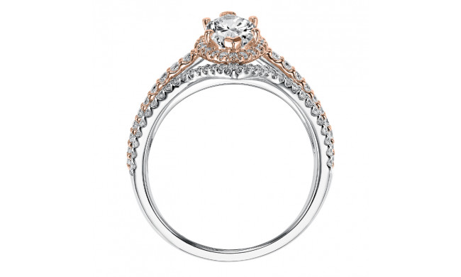 Artcarved Bridal Semi-Mounted with Side Stones Classic Halo Engagement Ring Dorsey 14K White Gold Primary & 14K Rose Gold - 31-V549EMR-E.01