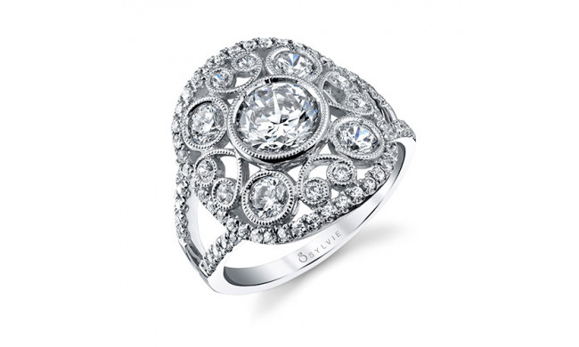 1.15tw Semi-Mount Engagement Ring With 1ct Round Head