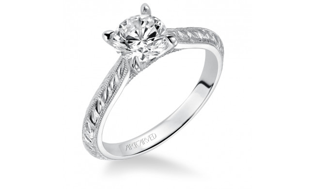 Artcarved Bridal Mounted with CZ Center Vintage Engraved Solitaire Engagement Ring Cherry 14K White Gold - 31-V517ERW-E.00