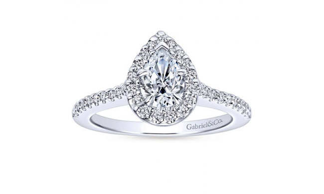 Gabriel & Co 14k White Gold Pear Shape Halo Engagement Ring