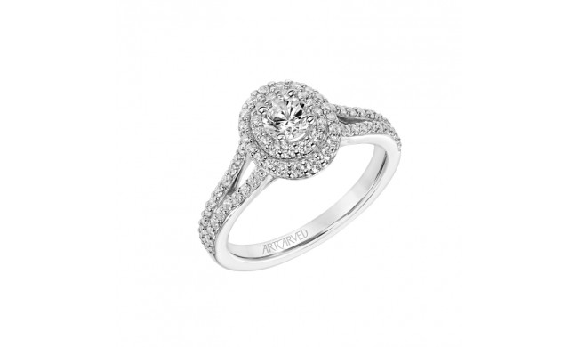 Artcarved Bridal Mounted Mined Live Center Classic One Love Engagement Ring Bree 18K White Gold - 31-V886ARW-E.01