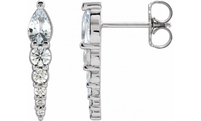 14K White Sapphire & 1/4 CTW Diamond Earrings - 870256019P