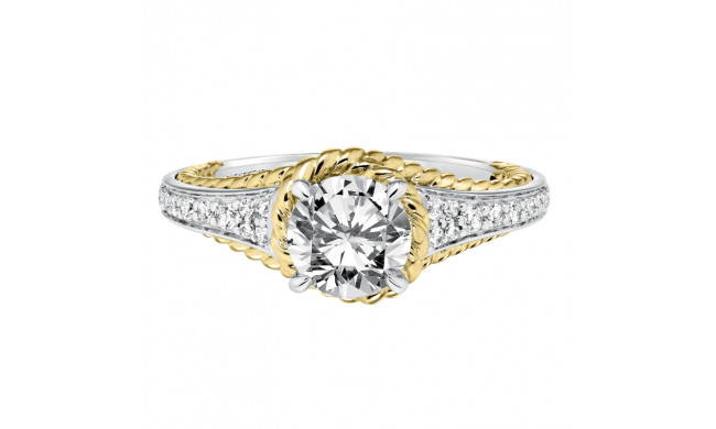 Artcarved Bridal Mounted with CZ Center Contemporary Rope Diamond Engagement Ring Seana 14K White Gold - 31-V587ERW-E.00