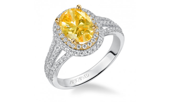 Artcarved Bridal Mounted with CZ Center Classic Halo Engagement Ring Lena 14K White Gold Primary & 14K Yellow Gold - 31-V550HVA-E.00