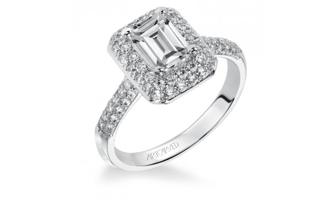 Artcarved Bridal Mounted with CZ Center Classic Pave Halo Engagement Ring Betsy 14K White Gold - 31-V378EEW-E.00