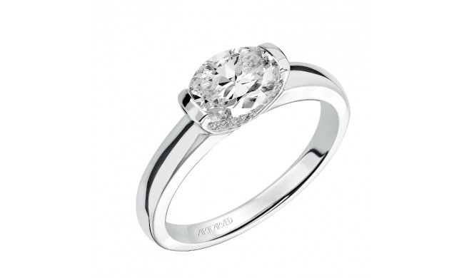 Artcarved Bridal Semi-Mounted with Side Stones Contemporary Engagement Ring Leona 14K White Gold - 31-V443EVW-E.01