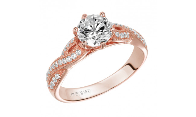 Artcarved Bridal Mounted with CZ Center Contemporary Twist Diamond Engagement Ring Calla 14K Rose Gold - 31-V200ERR-E.00