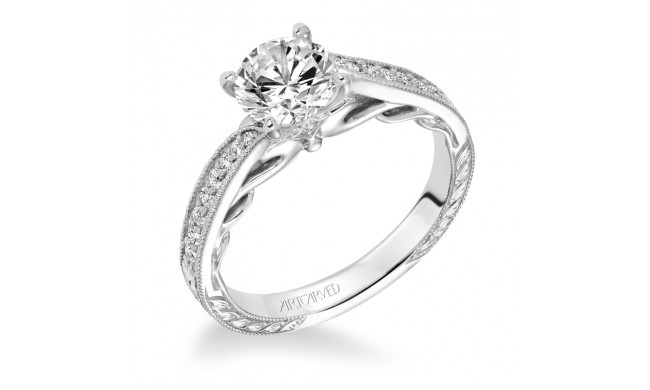 Artcarved Bridal Semi-Mounted with Side Stones Vintage Filigree Diamond Engagement Ring Lavinia 14K White Gold - 31-V624ERW-E.01