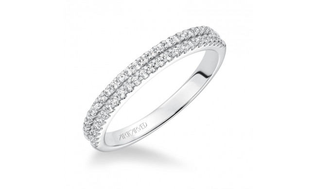 Artcarved Bridal Mounted with Side Stones Classic Halo Diamond Wedding Band Dorothy 14K White Gold - 31-V610W-L.00