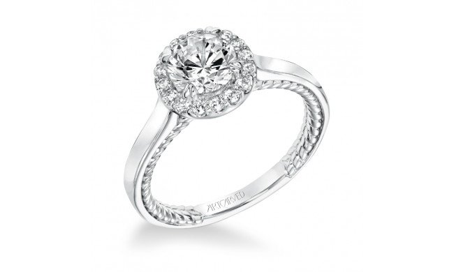 Artcarved Bridal Mounted with CZ Center Contemporary Rope Halo Engagement Ring Winnie 14K White Gold - 31-V673ERW-E.00