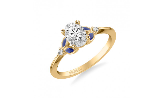 Artcarved Bridal Semi-Mounted with Side Stones Contemporary Engagement Ring 18K Yellow Gold & Blue Sapphire - 31-V1031SEVY-E.03