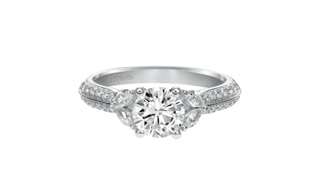 Artcarved Bridal Mounted with CZ Center Contemporary Engagement Ring Loretta 14K White Gold - 31-V445ERW-E.00