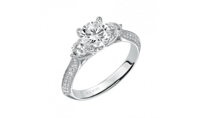 Artcarved Bridal Mounted with CZ Center Vintage 3-Stone Engagement Ring Bridget 14K White Gold - 31-V424ERW-E.00