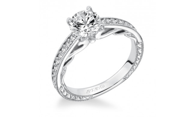 Artcarved Bridal Mounted with CZ Center Vintage Filigree Diamond Engagement Ring Ferm 14K White Gold - 31-V621ERW-E.00
