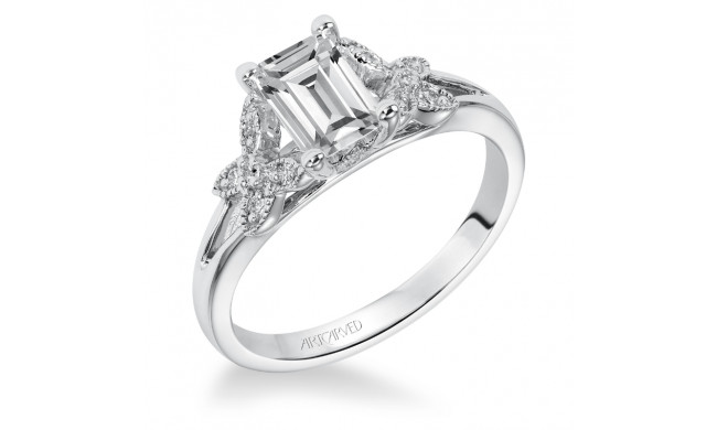 Artcarved Bridal Semi-Mounted with Side Stones Vintage Engagement Ring Camila 14K White Gold - 31-V307EEW-E.01