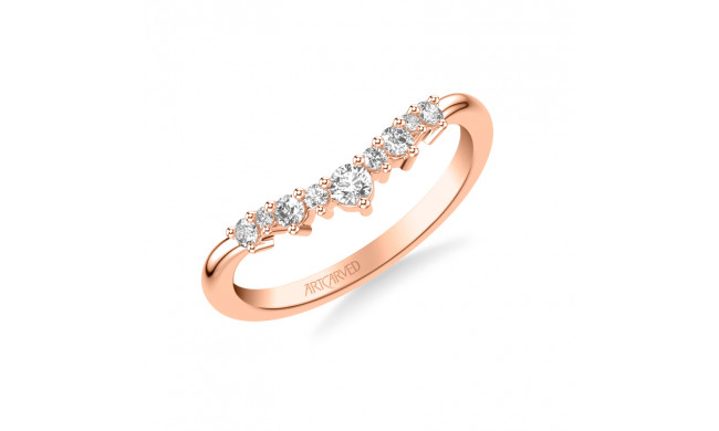 Artcarved Bridal Mounted with Side Stones Contemporary Diamond Wedding Band 14K Rose Gold - 31-V1017R-L.00
