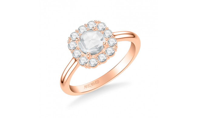 Artcarved Bridal Mounted Mined Live Center Classic Rose Goldcut Halo Engagement Ring Irma 18K Rose Gold - 31-V967CRR-E.01