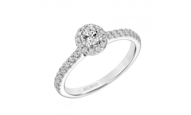 Artcarved Bridal Mounted Mined Live Center Classic One Love Halo Engagement Ring Layla 18K White Gold - 31-V324XRW-E.01