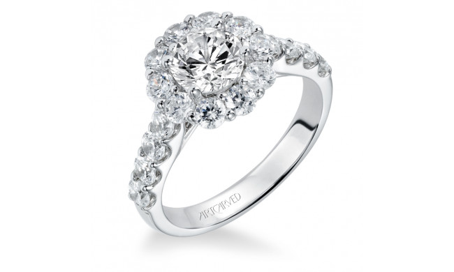 Artcarved Bridal Semi-Mounted with Side Stones Classic Halo Engagement Ring Wynona 14K White Gold - 31-V332ERW-E.01