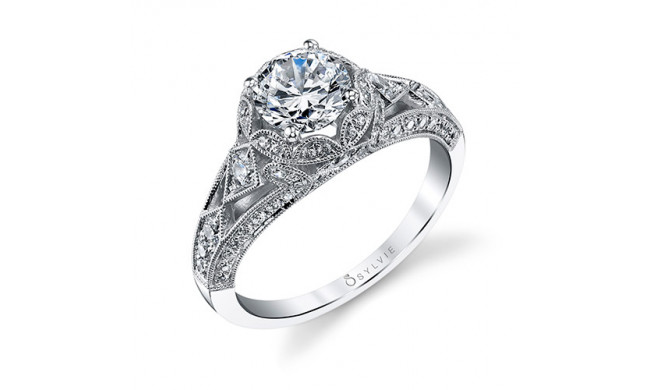0.64tw Semi-Mount Engagement Ring With 1ct Round Head