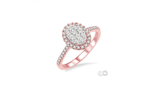 Ashi 14k Rose Gold Oval Shape Diamond Lovebright Engagement Ring