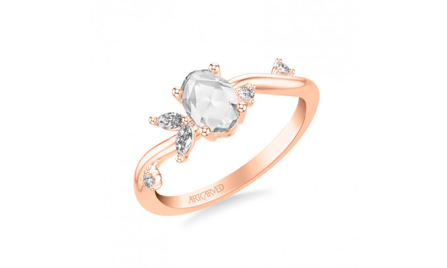Artcarved Bridal Mounted Mined Live Center Contemporary Diamond Engagement Ring 14K Rose Gold - 31-V1022DVR-E.00