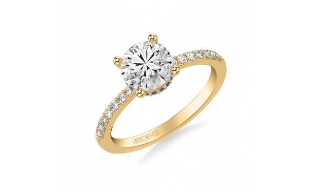 Artcarved Bridal Semi-Mounted with Side Stones Classic Engagement Ring 18K Yellow Gold & Blue Sapphire - 31-V1032SGRY-E.03