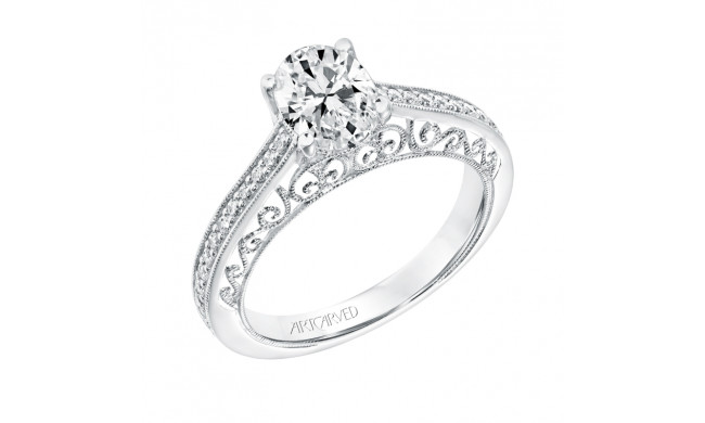 Artcarved Bridal Mounted with CZ Center Vintage Filigree Diamond Engagement Ring Ramona 14K White Gold - 31-V722EVW-E.00