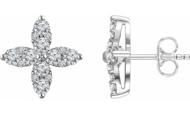 14K White 1 1/4 CTW Diamond Flower Earrings - 65296460001P