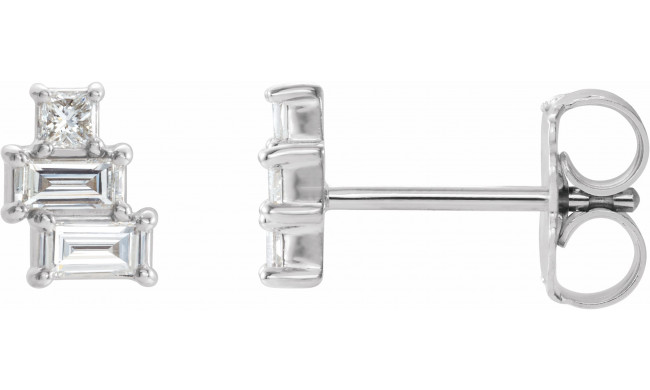 14K White 1/4 CTW Diamond Geometric Cluster Earrings - 86895600P