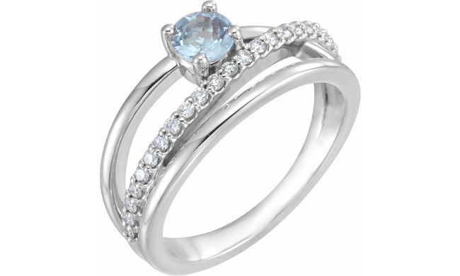14K White Aquamarine & 1/4 CTW Diamond Ring - 71919600P