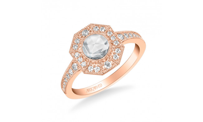 Artcarved Bridal Mounted Mined Live Center Vintage Rose Goldcut Halo Engagement Ring 18K Rose Gold - 31-V984CRR-E.01