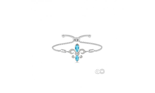 Ashi Sterling Silver White Single Cut Diamond and Blue Topaz Bracelet